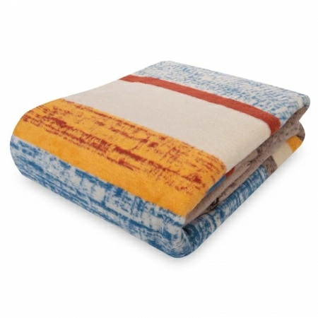 Полноразмерное изображение Плед 200x220см Pappel Cotton, голубой с бежевым фото 1