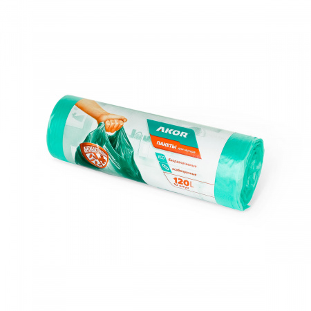 Пакеты для мусора Акор Антибак+Био 10шт 120л фото 1